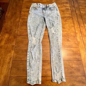 Indigo Rein Womens Sz 3 Blue Stretch Zippered Skinny Jeans Lightwash D16-151